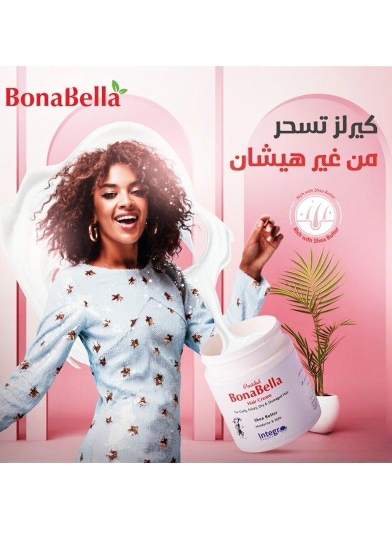 Bonabella Hair Cream with Shea Butter for Curly, Frizzy, Dry & Damaged Hair 200gm - Image 3